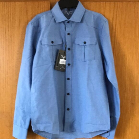 V 19-69 chambray black button shirt. NWT. Small - Picture 1 of 8